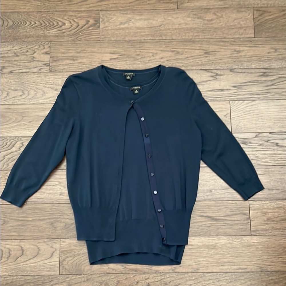 Navy Blue Button-Up Cardigan